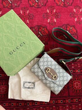 Gucci GG Horsebit Supreme Crossbody Bag with interchangeable straps